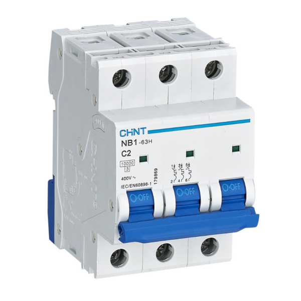 NB3P Interruptor Termomagnético Riel DIN NB1-63H, 10kA Curva C (1P, 16A / 20A / 25A) 230/415V